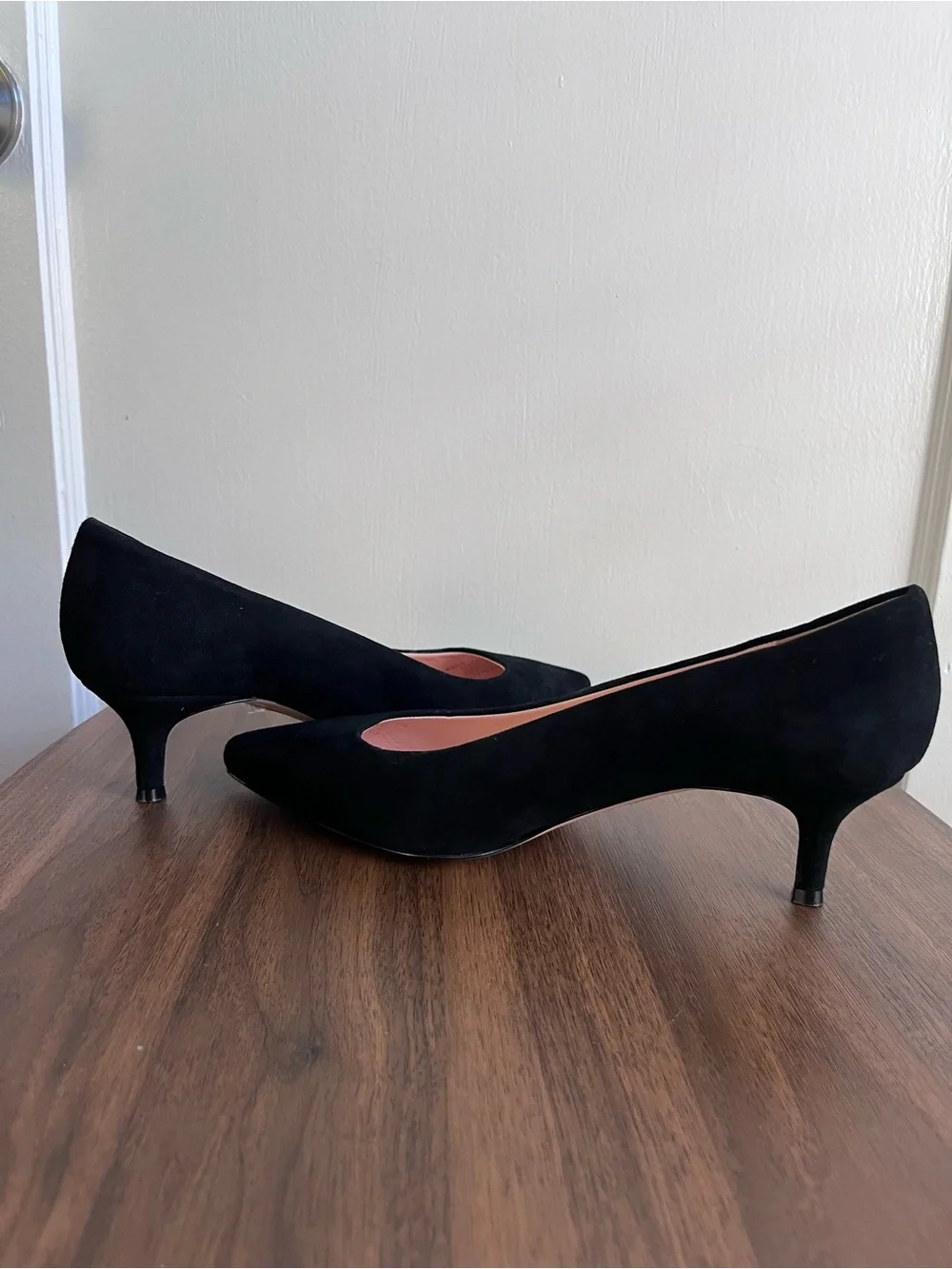 J.Crew Black Suede Kitten Heel Pumps Size 8 Pointed Toe